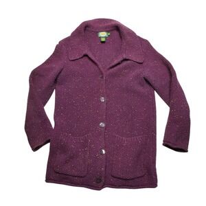 Cabela's‎ Sweater Womens Medium Purple Cotton Wool Collared Cardigan Pockets